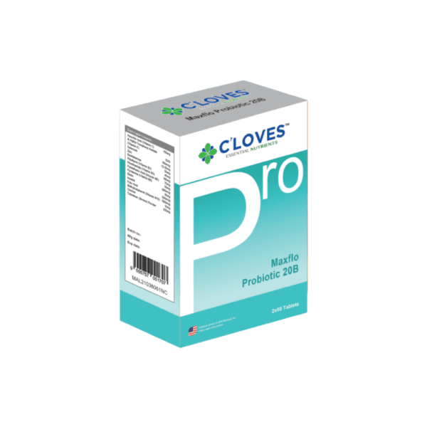 C'loves Maxflo Pre & Probiotics 20 Billion CFU Capsules, Probiotics, Prebiotic, 12 strains, IBS, irritable bowel syndrom, allergy, stomach discomfort, skin disorders, constipation, bloating, digestive disorders.