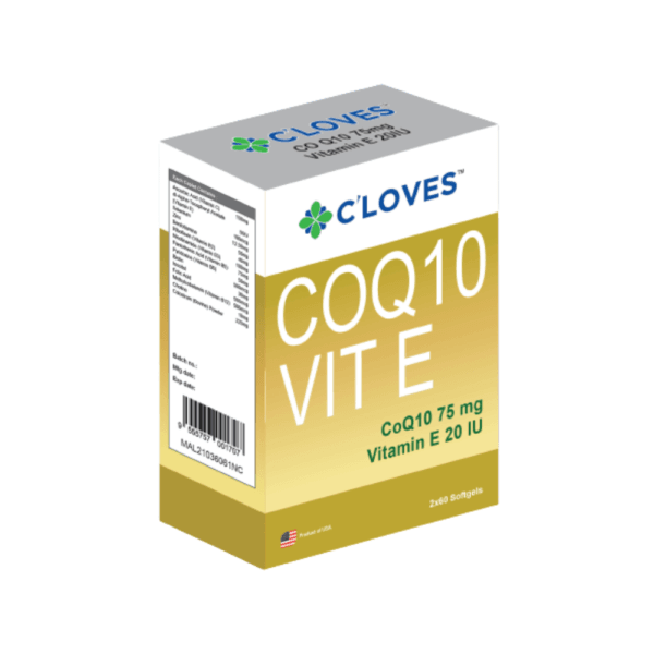 C'loves Coq10 Vitamin E Softgel, supplement, energy booster, supports heart health, boosts energy production, protects cells from oxidative stress.