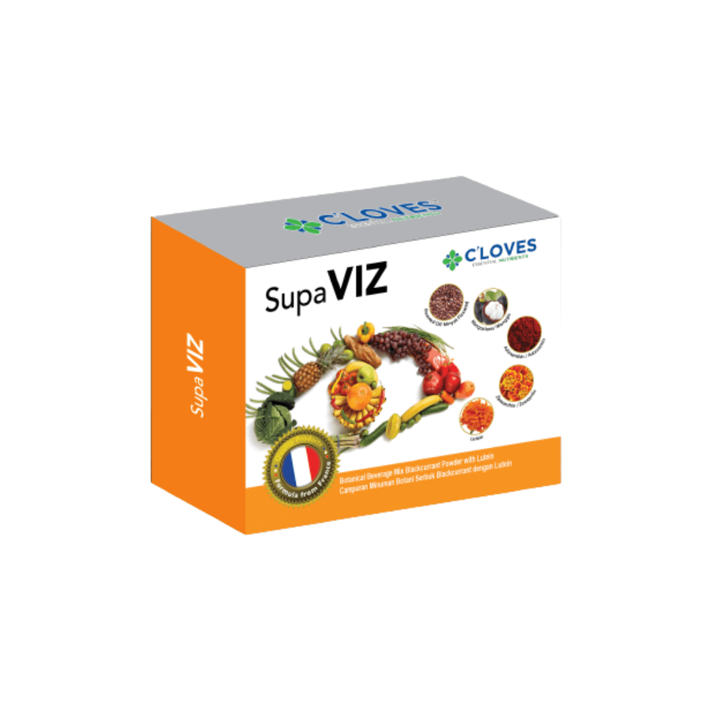 C'loves SupaViz, sachet, eye suppleement, supplement, Lutein, Astaxanthin, Zeaxanthin, Flaxseed Oil, Lycopen