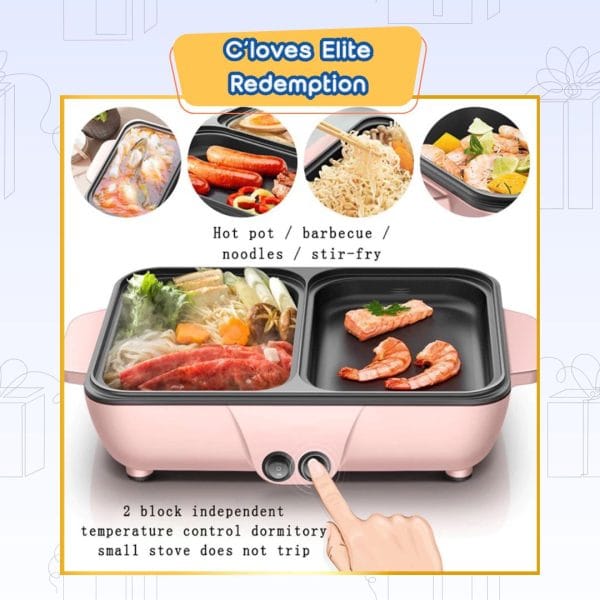 C'loves Elite Redemption, Swiss Thomas Multi Functional Cooker 2 In 1 Hot Pot & BBQ Grilled Pan