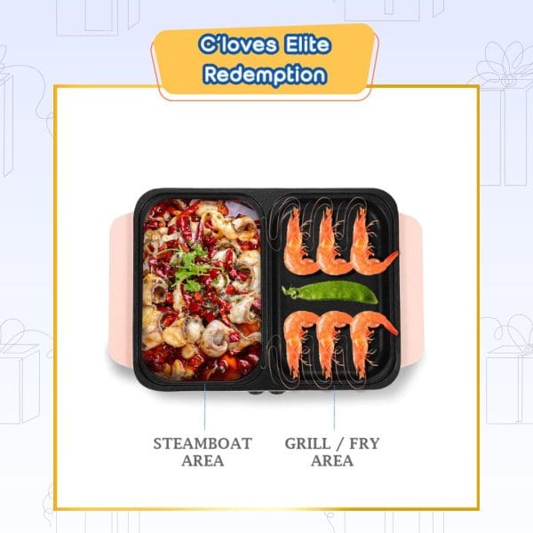 C'loves Elite Redemption, Swiss Thomas Multi Functional Cooker 2 In 1 Hot Pot & BBQ Grilled Pan