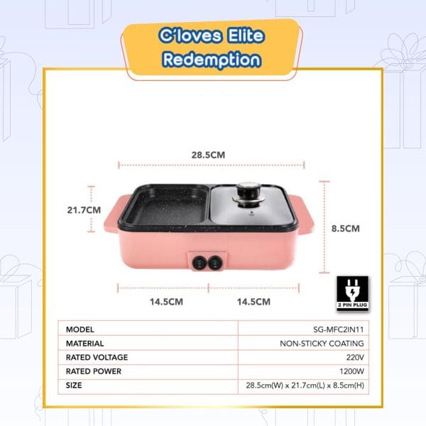 C'loves Elite Redemption, Swiss Thomas Multi Functional Cooker 2 In 1 Hot Pot & BBQ Grilled Pan