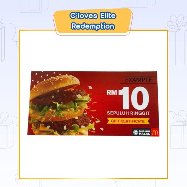 C'loves Elite Redemption, McDonald's RM10 Dining Voucher