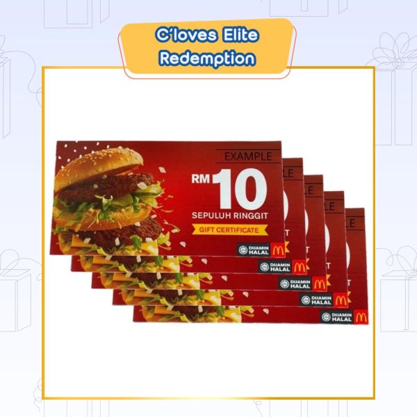 C'loves Elite Redemption, McDonald's RM10 Dining Voucher